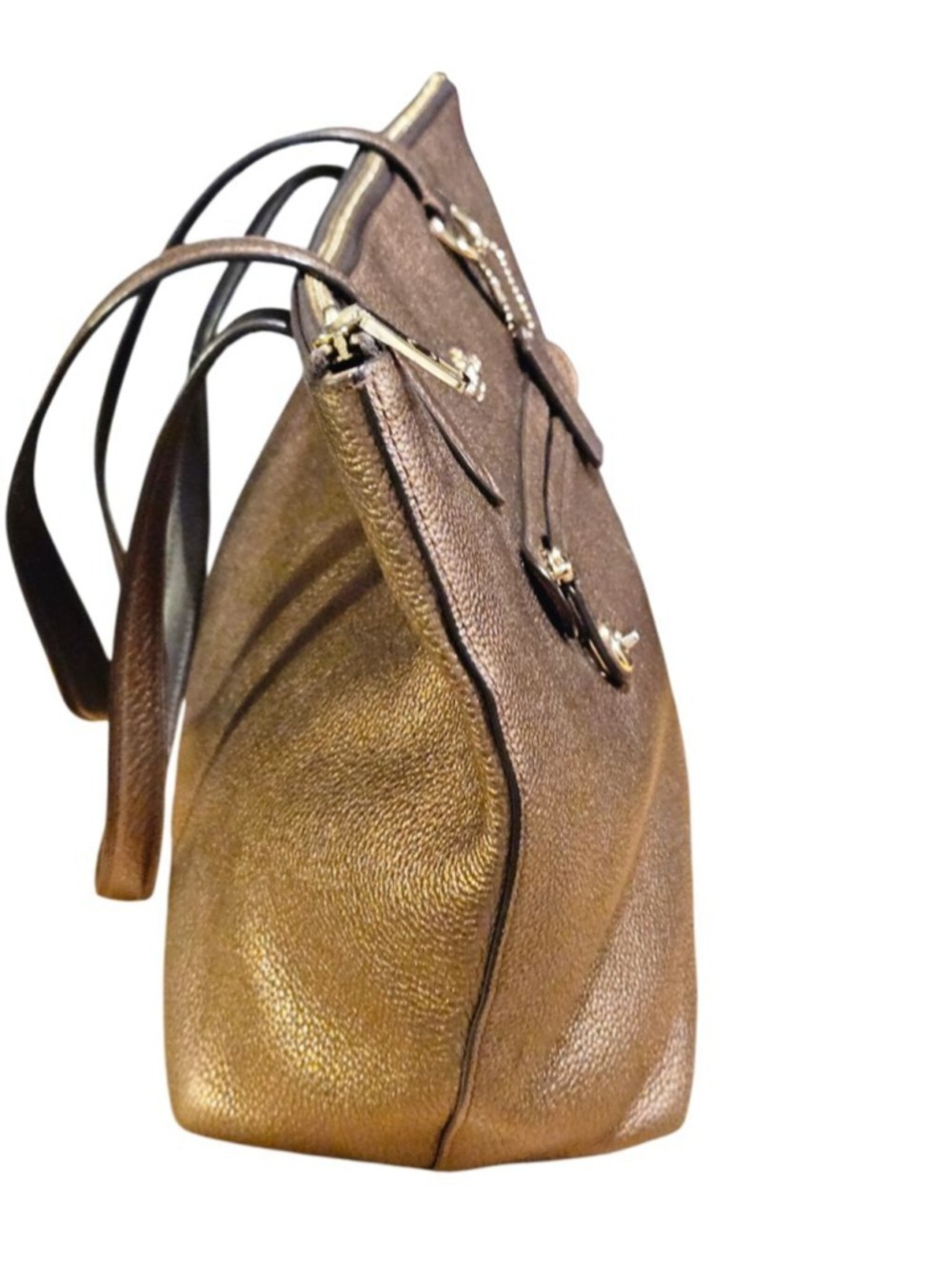 Coach Bronze Leather Tote Bag One Size - Picture 10 of 16